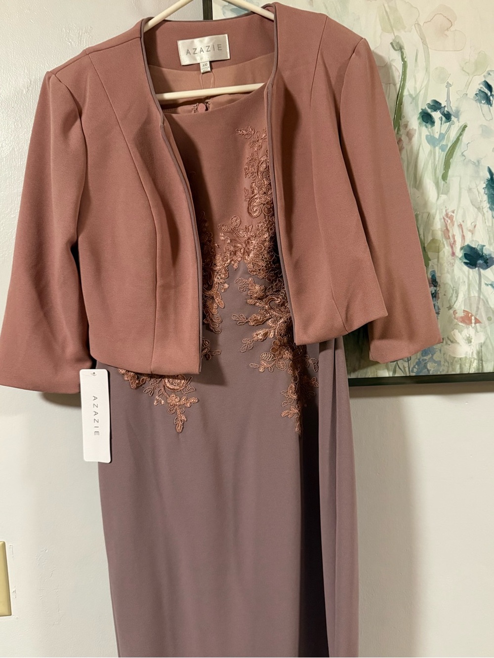 NWT Azazie Ryne Mother of the Bride Dress + Jacket A10 Dusty Rose Dusk